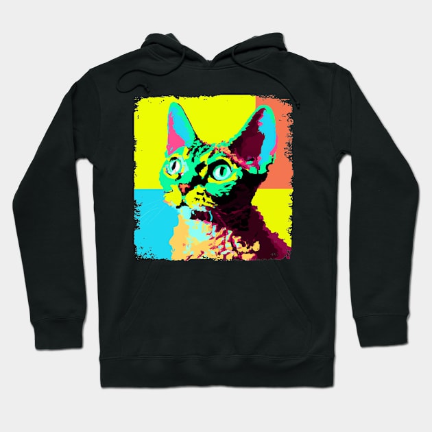 Devon Rex Pop Art - Cat Lover Gift Hoodie by PawPopArt